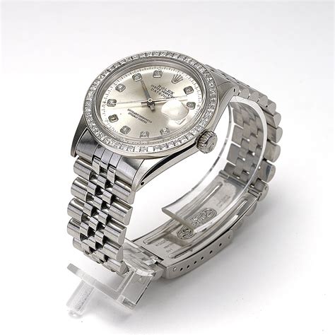 rolex oyster perpetual datejust silver diamond|Rolex Datejust diamond bezel 36mm.